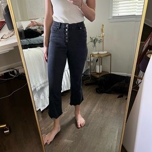 Cropped flared grey/black jeans